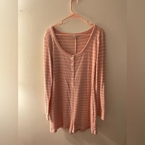 Aerie Pink & White pj onesie